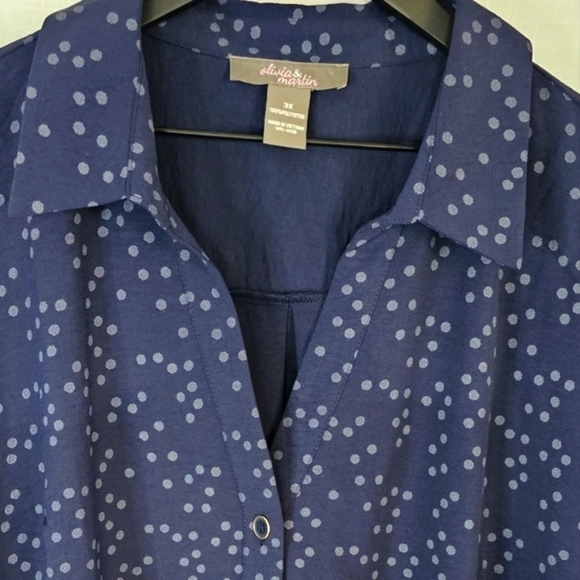 Olivia & Martin Polka Dots Pullover Roll Short Sleeves Women's Plus Size 3X - Picture 4 of 5